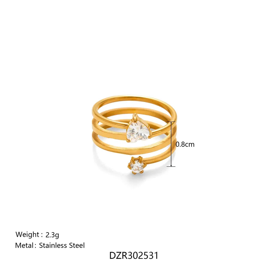 Boho 18K Gold Plated Wave Ring for Women 5777301