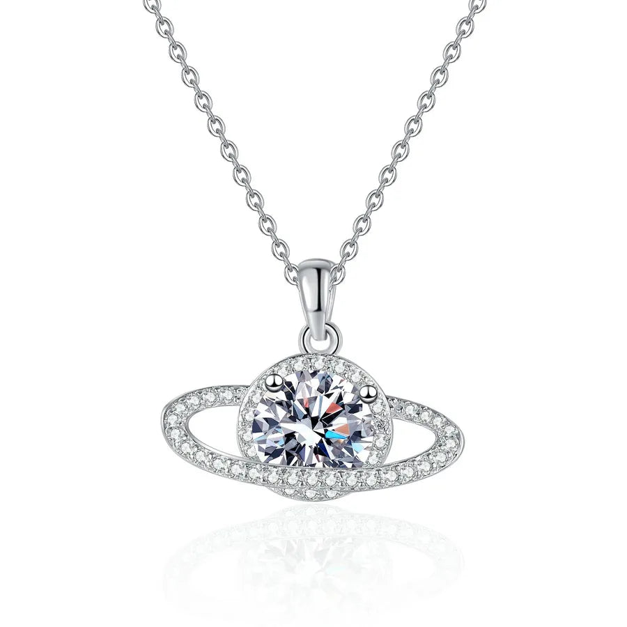 S925 Silver Galaxy Ring Pendant Necklace