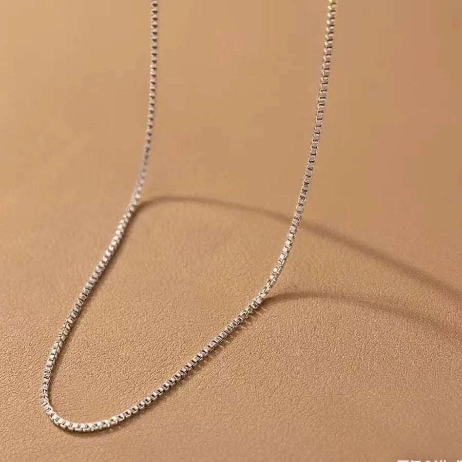 Women's Titanium Steel Box Chain Pendant Necklace Box Chain-Necklace-Steel Color