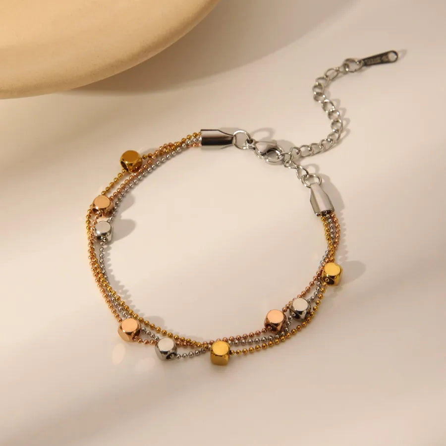 Gold Heart Double Ring Bracelet for Women W1336D 18k