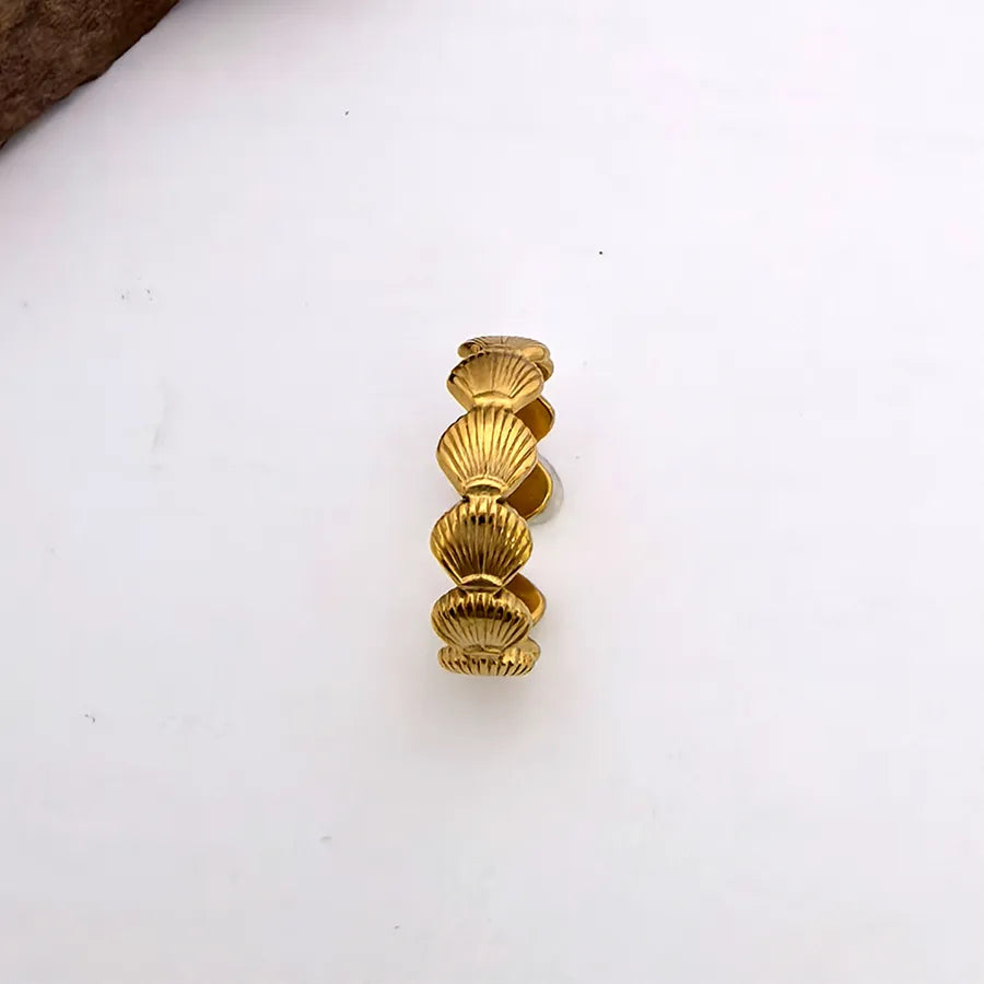 Adjustable Starfish & Shell Ring – Titanium Steel Adjustable Opening Shell