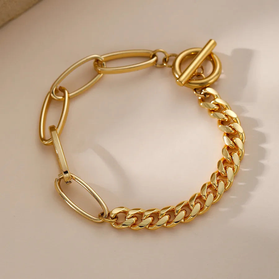 18K Gold Paperclip Titanium Steel Bracelet AZ-05