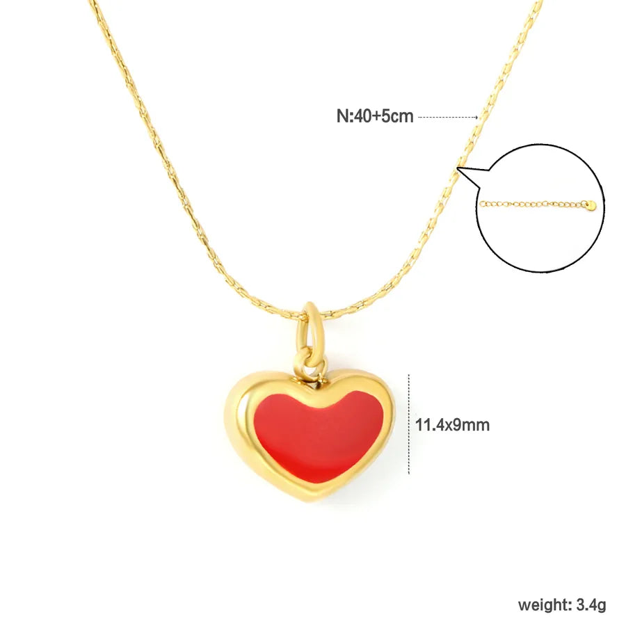 Red Heart Pendant Necklace – Gold Plated