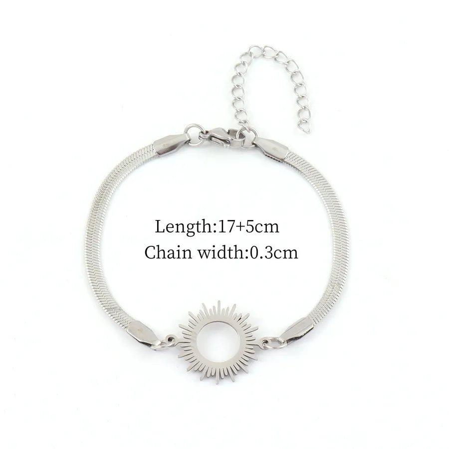 Gold Sun Stainless Steel Retro Bracelet Silver Average Size