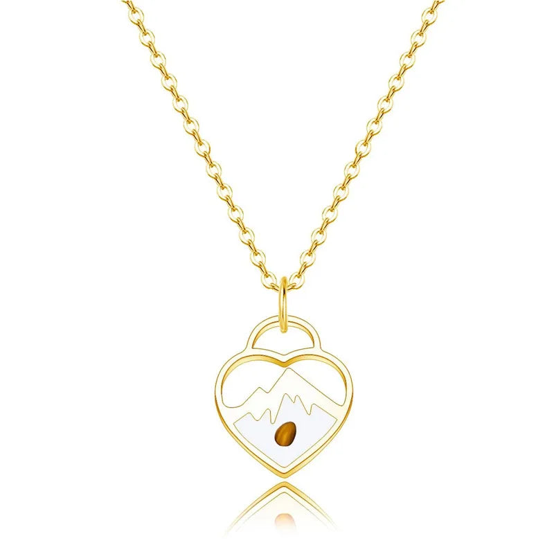 Mustard Seed Heart Necklace – Stainless Steel Gold