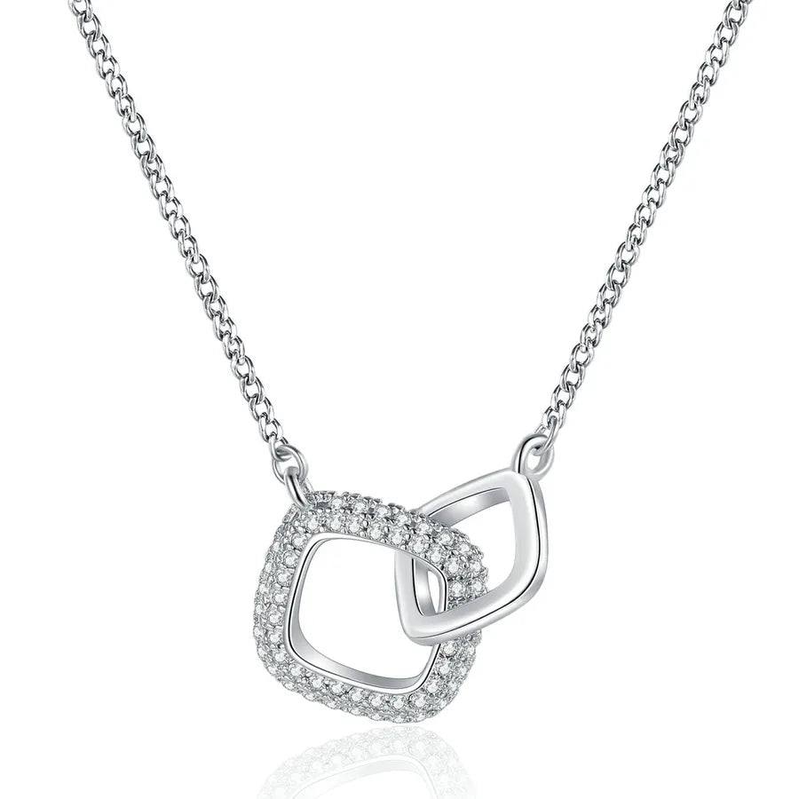 Sterling Silver Interlocking Ring Pendant Necklace
