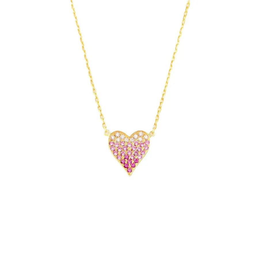 S925 Silver Pink Heart Necklace for Women