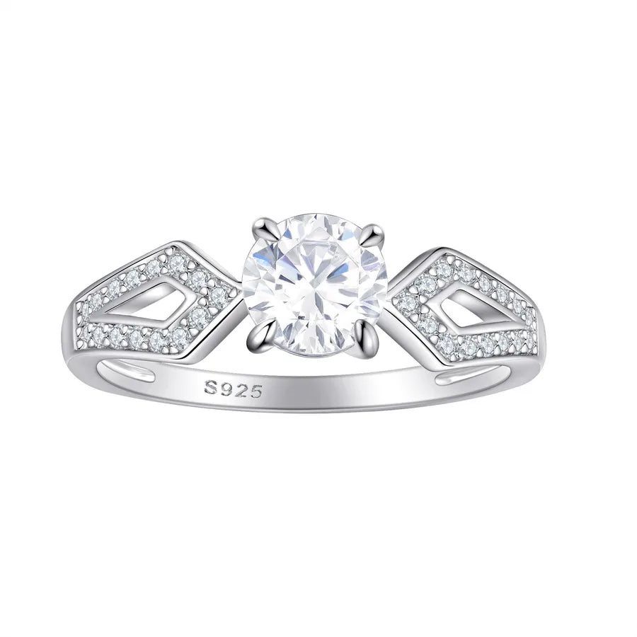 Elegant Sterling Silver Zircon Butterfly Ring