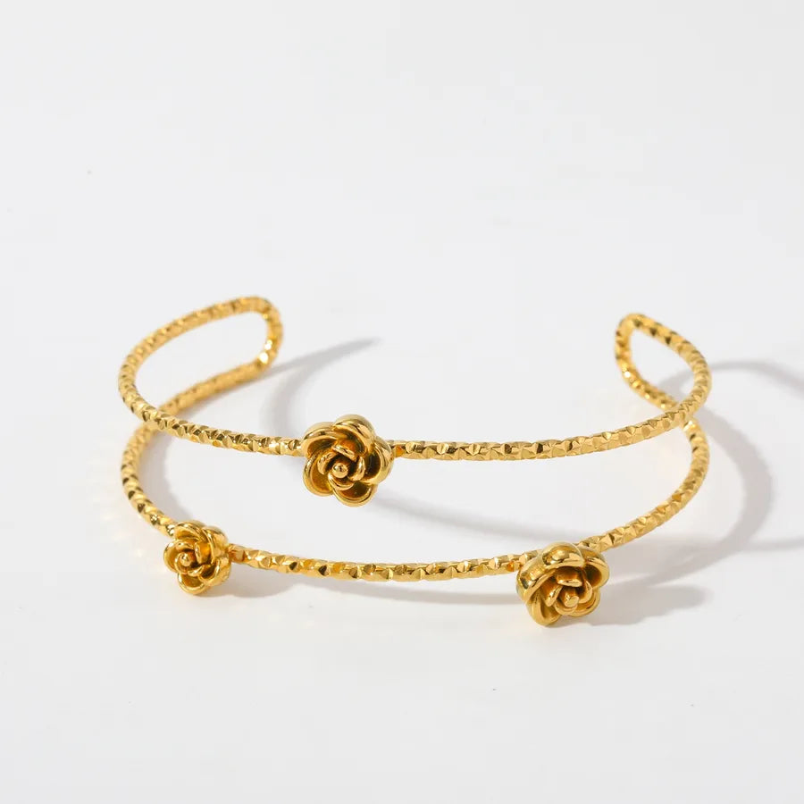 Gold Plated Stainless Steel Women's Bangle 2-Adjustable