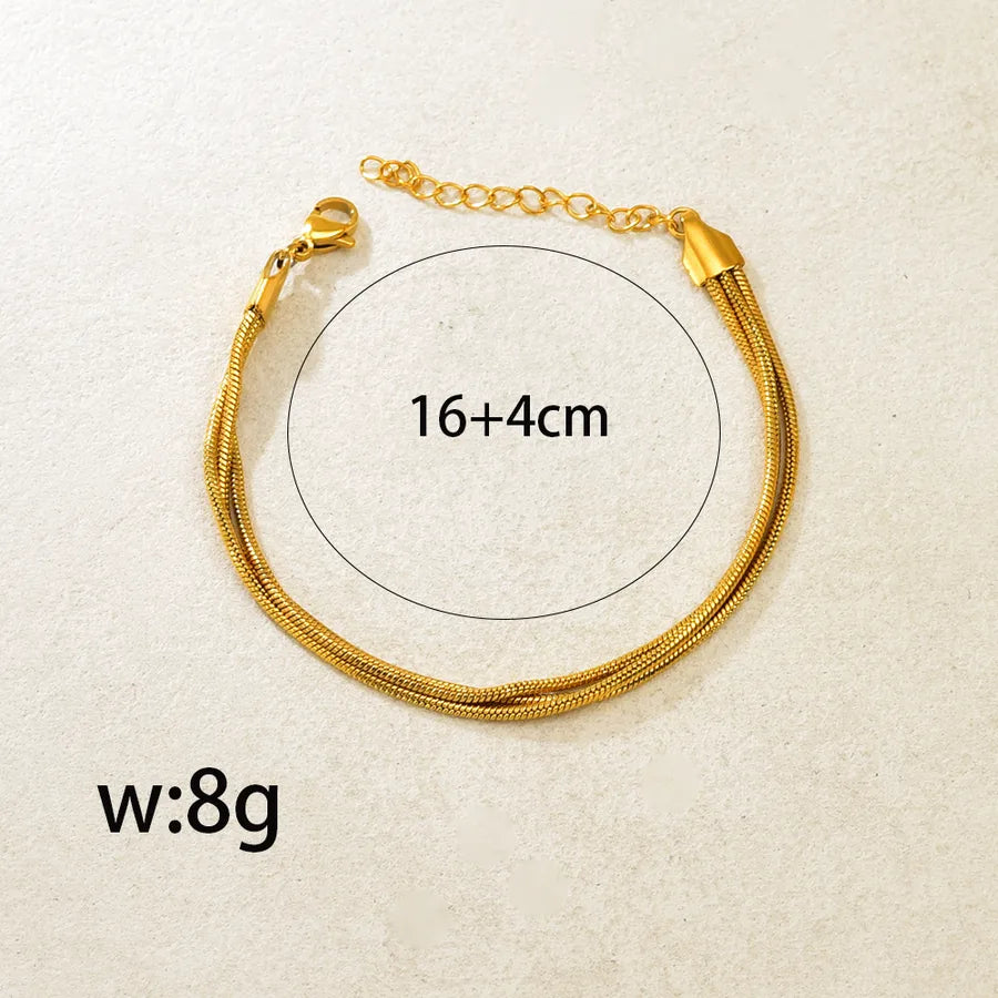 18K Gold Plated Triple Snake Chain Bracelet