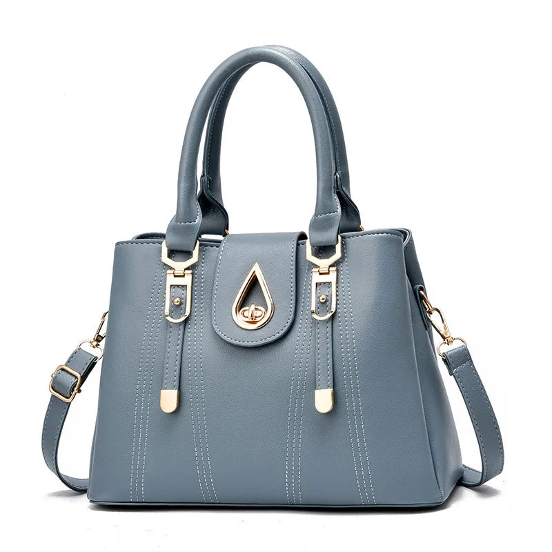 Elegant PU Leather Square Shoulder Bag Sky Blue