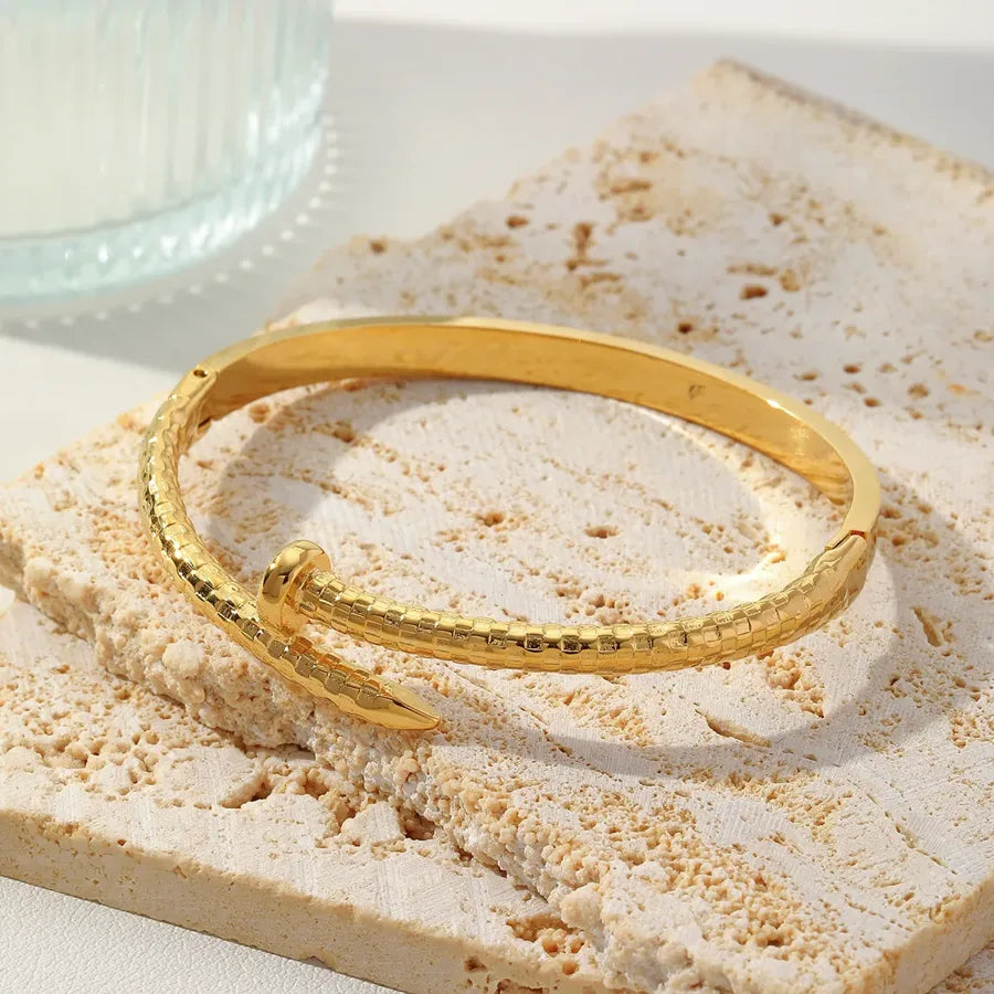 18K Gold Plated Stainless Steel Geometric Bangle