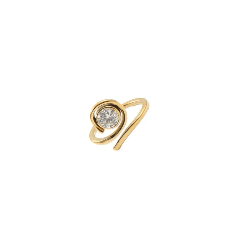 18K Gold Plated Open Ring with Zirconia