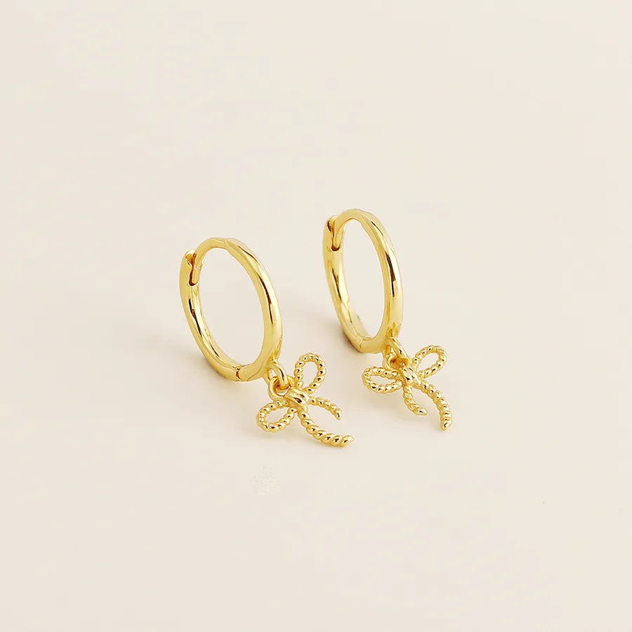 925 Sterling Silver Bow Knot Earrings Yellow Gold (Ear Clip) 925 Silver