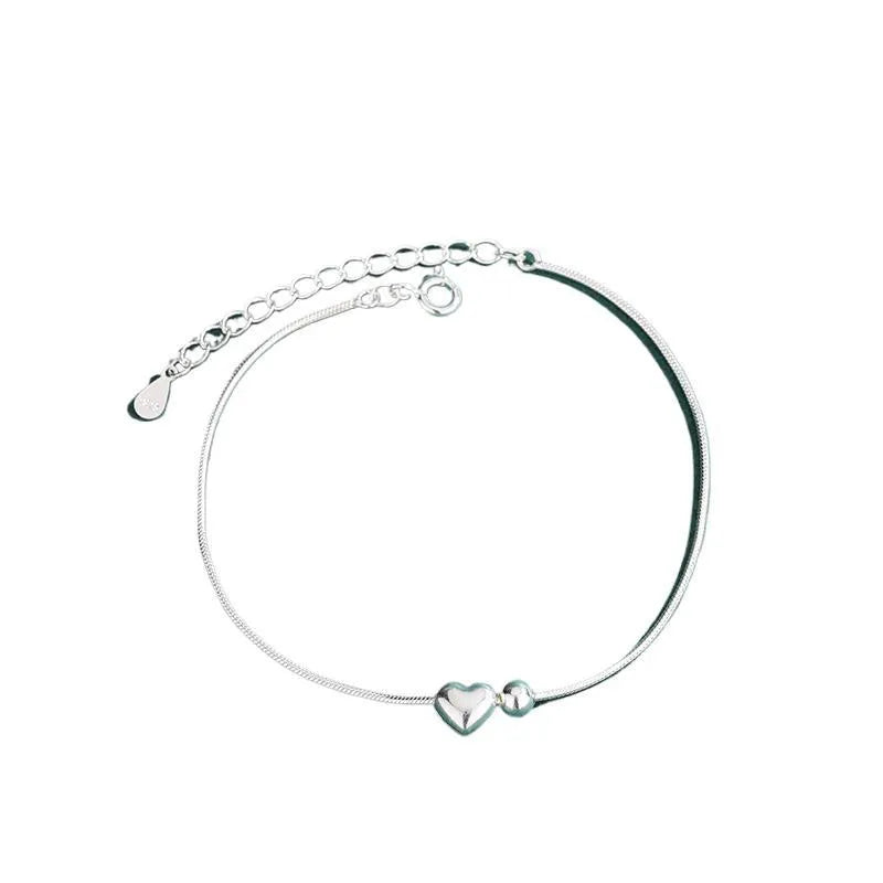 Sterling Silver Heart Ball Bracelet for Women