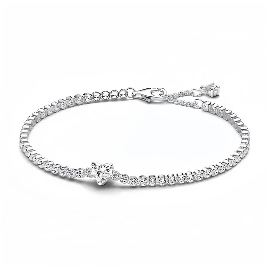Sterling Silver Heart Jewelry Set with Zircon Bracelets