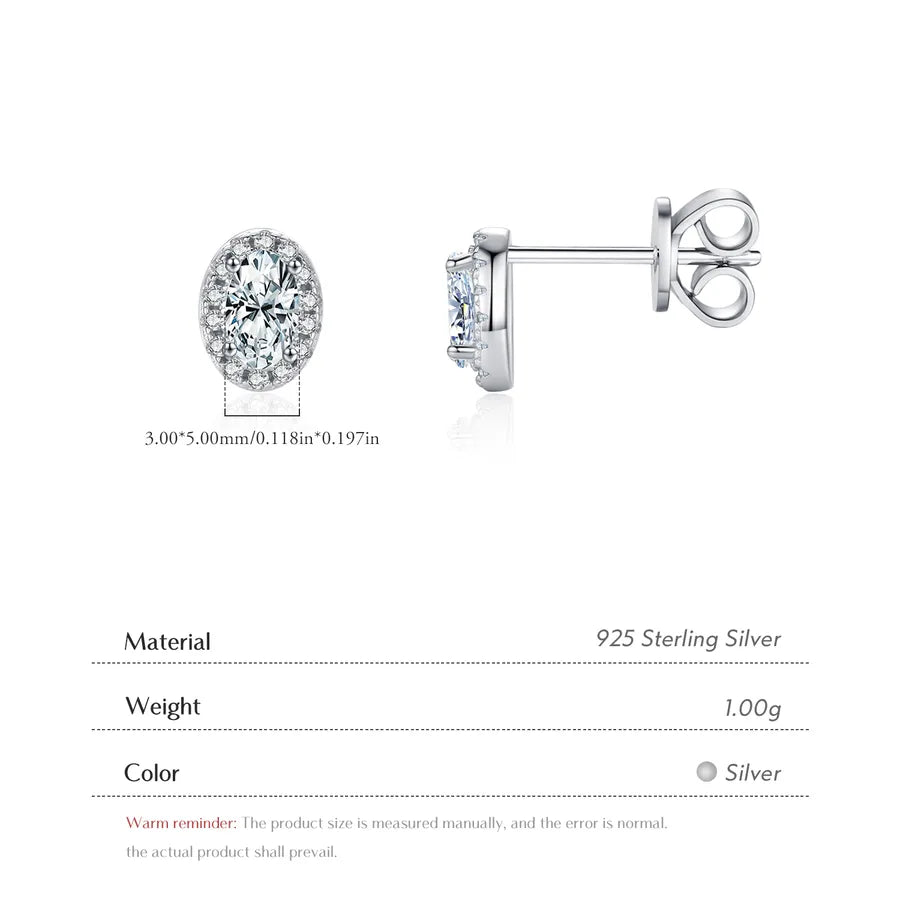 Rhodium Plated Sterling Silver Zircon Stud Earrings