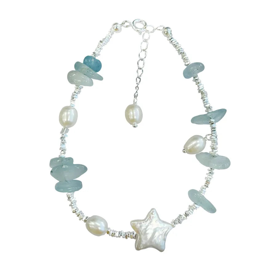 Sea Blue Aquamarine & Silver Bracelet Set SB4081 925 Silver