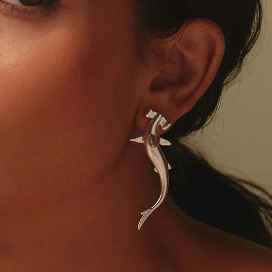 Gold Fish Stainless Steel 3D Stud Earrings