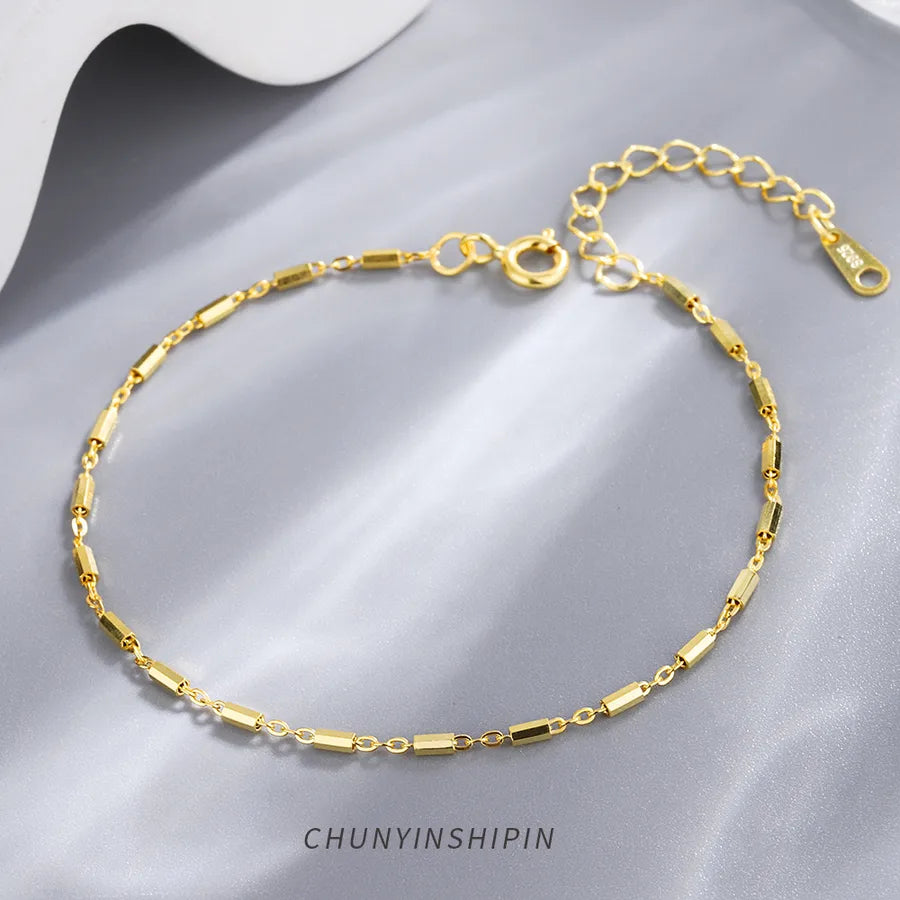 925 Sterling Silver Geometric Cylinder Bracelet Gold Bracelet 925 Silver