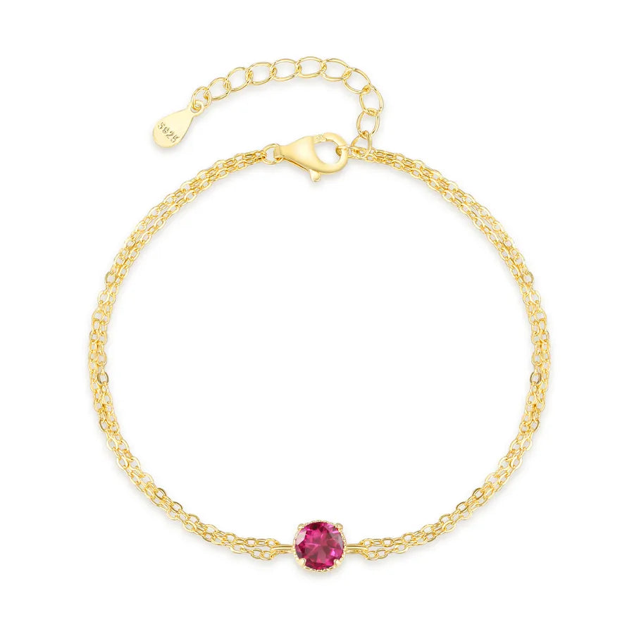 Sterling Silver Colorful Zircon Geometric Bracelet Gold SL2087R 925 Silver