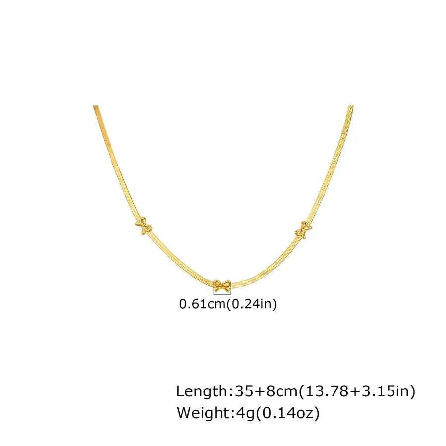 Gold Plated Heart & Bow Stainless Steel Necklace