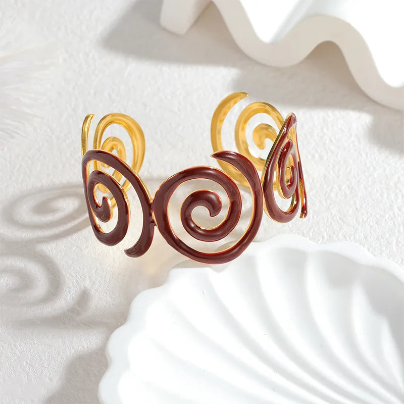 Gold Spiral Open Bangle Bracelet for Women D Style