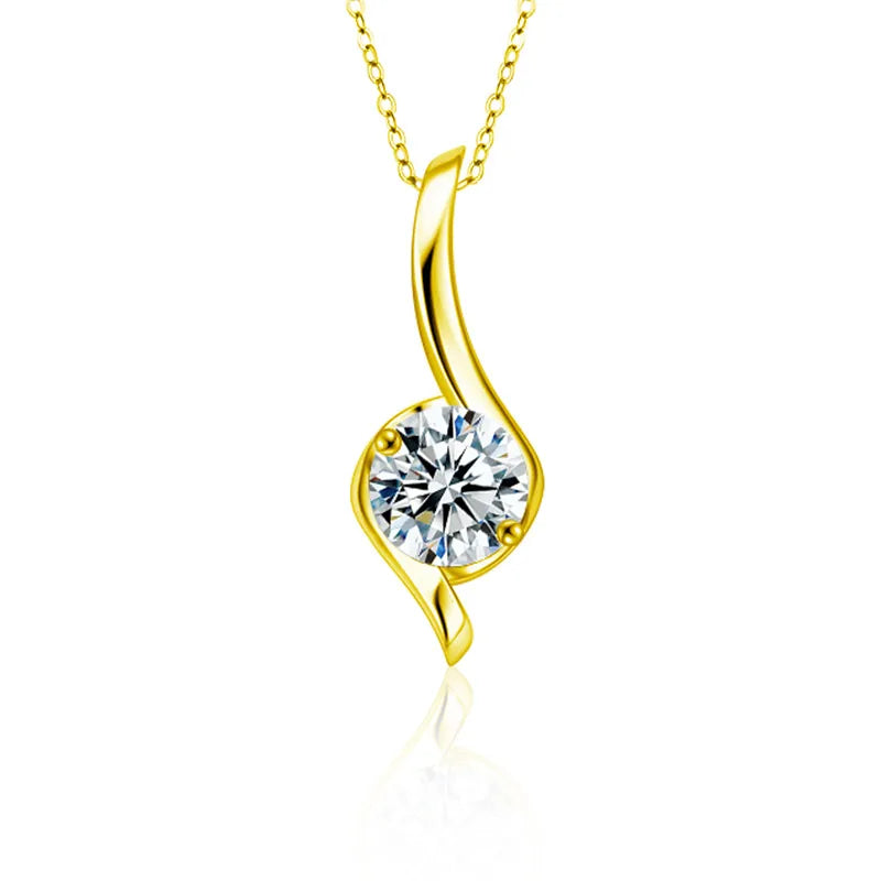 Moissanite Pendant Necklace in 925 Sterling Silver Moissanite Necklace (Gold Color) 1 Carat Moissanite (925 Silver)