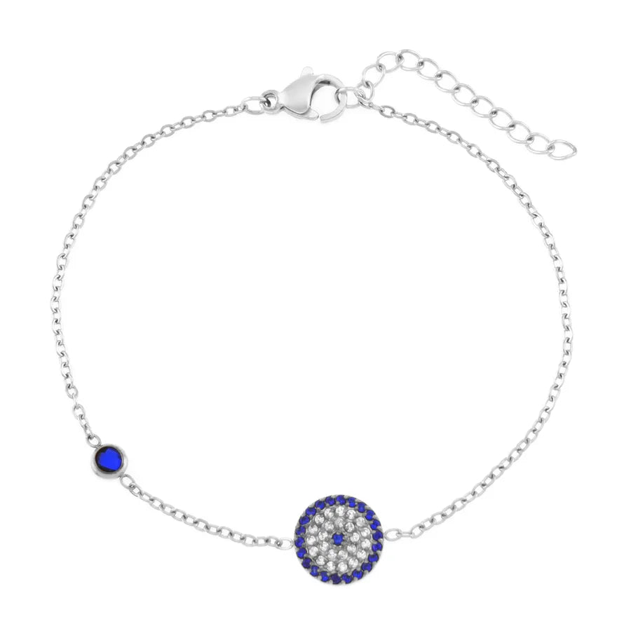 Heart-Shaped Zircon Titanium Steel Bracelet B0239S Round Bracelet