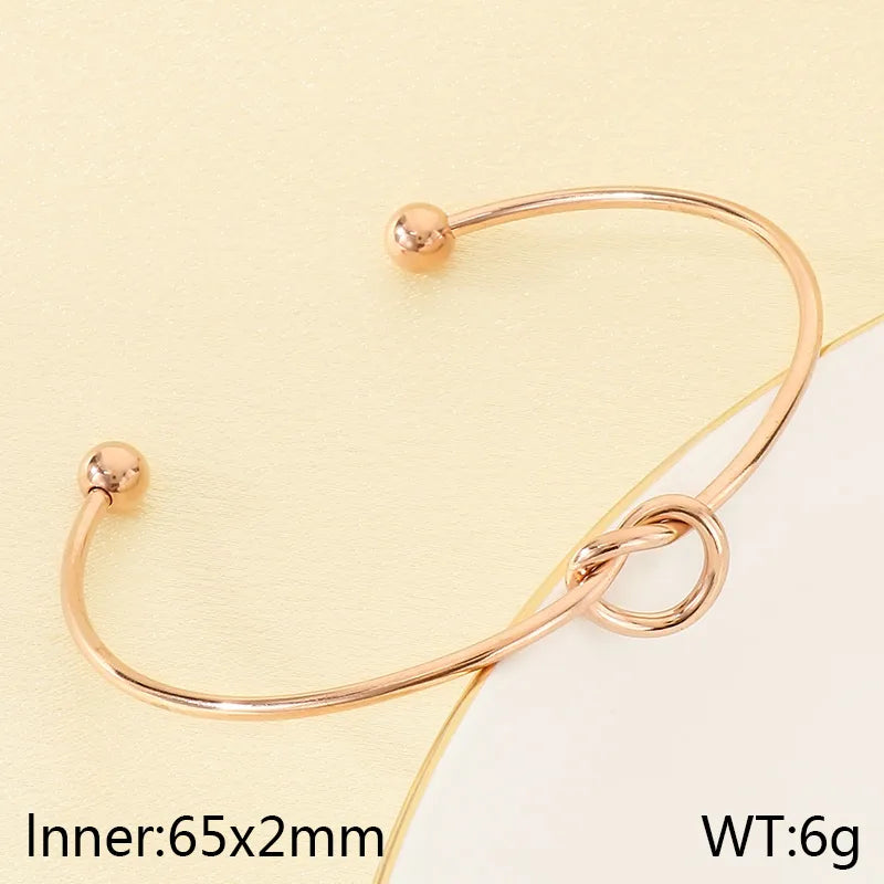 Knotted Bead 18K Gold Stainless Steel Bracelet Rose Gold KB207036-Z