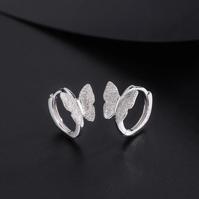 925 Sterling Silver Butterfly Earrings Silver