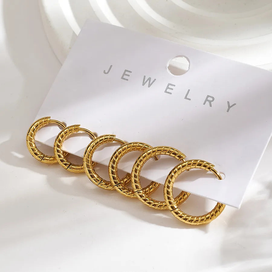 18K Gold Plated Stainless Steel Hoop Earrings Needle Thickness: Approximately 0.95mm B 1 Set Package