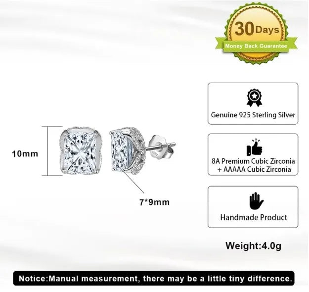 White Gold Plated Sterling Silver Zircon Stud Earrings