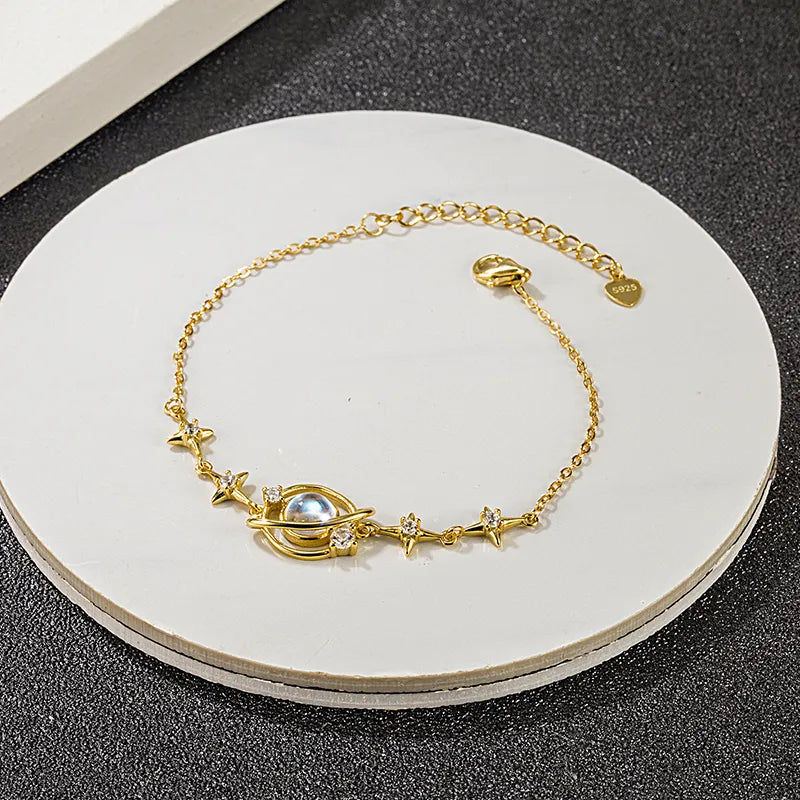 Sterling Silver Star Bracelet – Unisex Elegant Design Gold