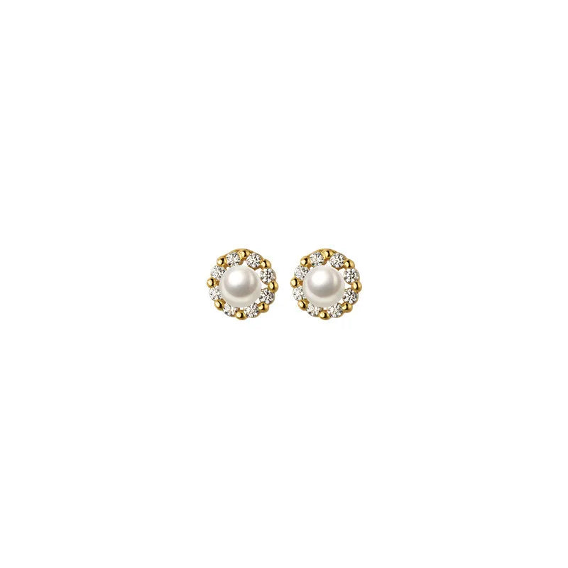 925 Silver Gold Plated Geometric Stud Earrings