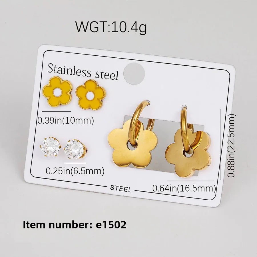 18K Gold Plated Star & Heart Drop Earrings E-1502