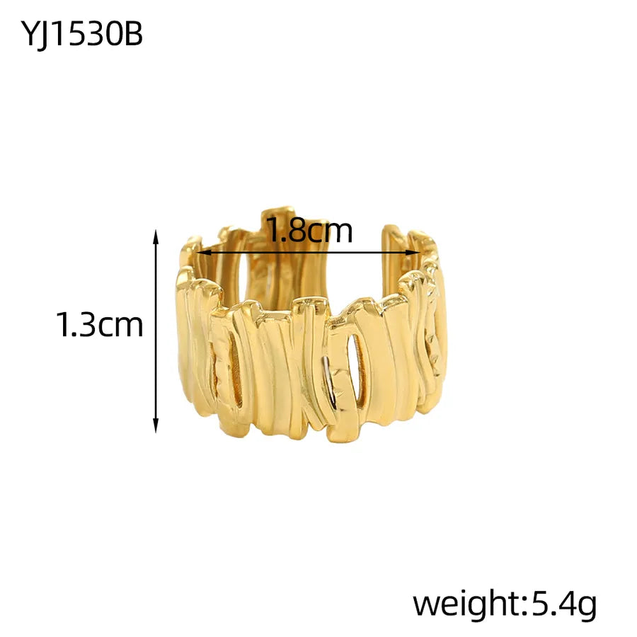 Geometric Titanium Steel Open Ring in 14K/18K Gold One Size YJ1530B 9*9*1