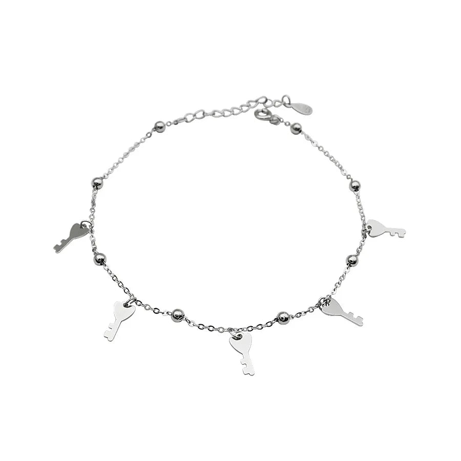 Minimalist Sterling Silver Key Anklet