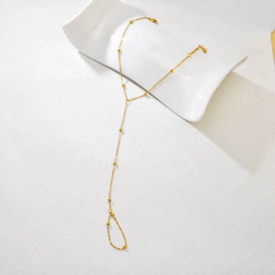 Gold Stainless Steel Finger Chain Bracelet Gold