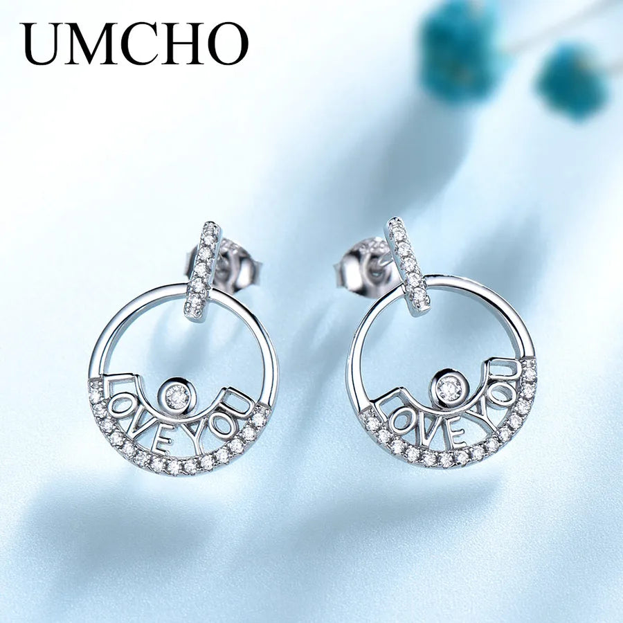 925 Silver Rhodium Letter Drop Earrings