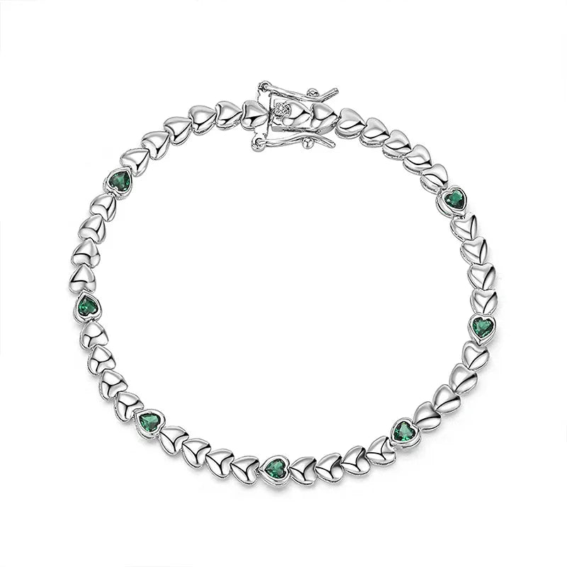 Sterling Silver Heart Tennis Bracelet with Zircon
