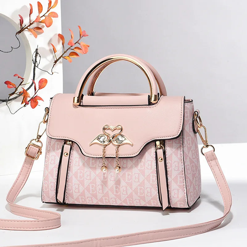 Multicolor Square Crossbody Shoulder Bag Pink