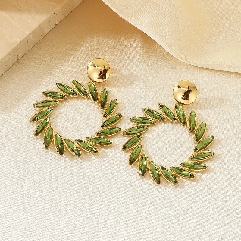 Gold Geometric Floral Drop Earrings E Type KE119664-SP