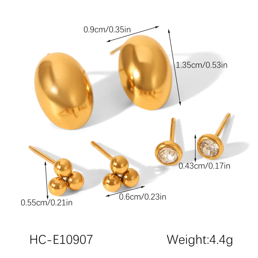 Gold Plated Zirconia Stud Earrings Set