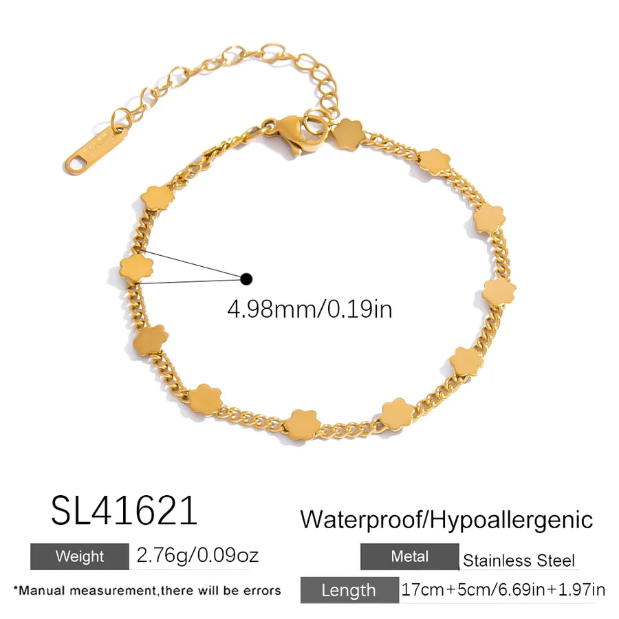 18K Gold Plated Heart & Flower Bracelet SL41621