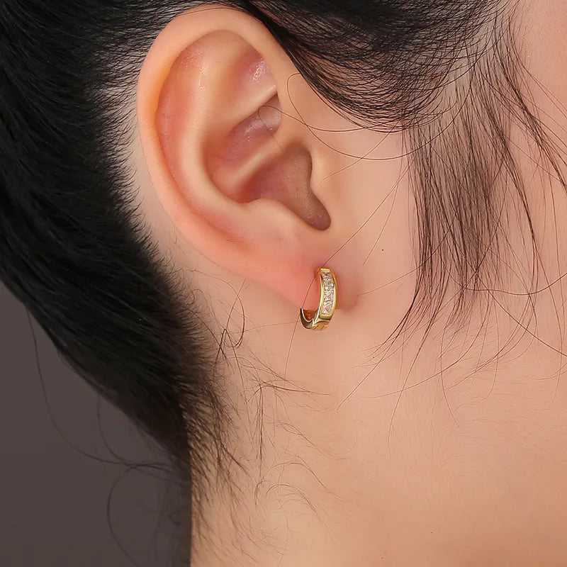 925 Sterling Silver Gold-Plated Zircon Earrings