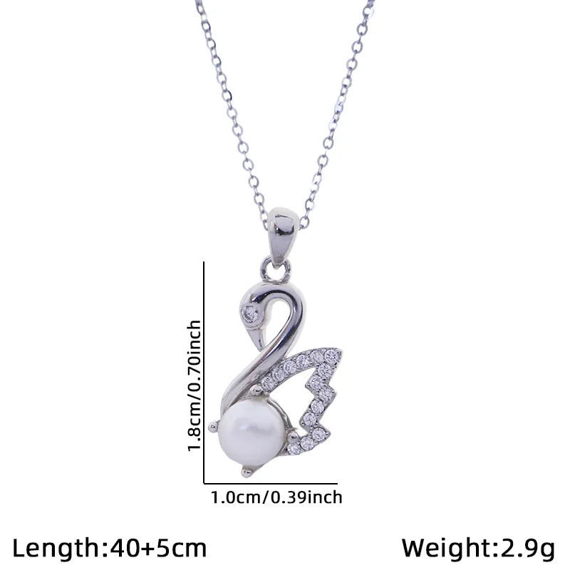 Gold Baroque Pearl Swan Pendant Necklace