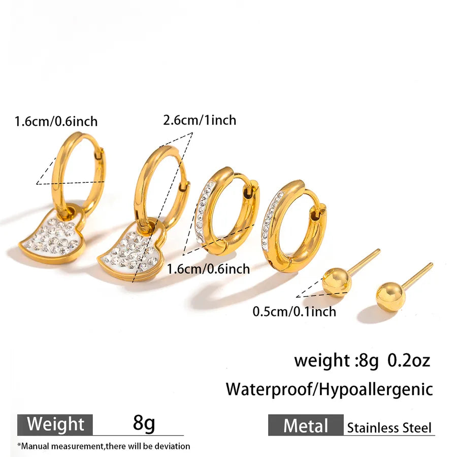 Gold Plated Heart Earrings Set – 3 Pairs