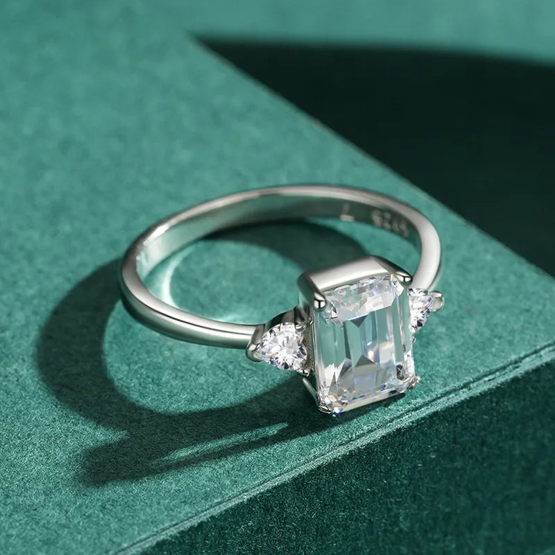 925 Sterling Silver Rectangle Zircon Ring