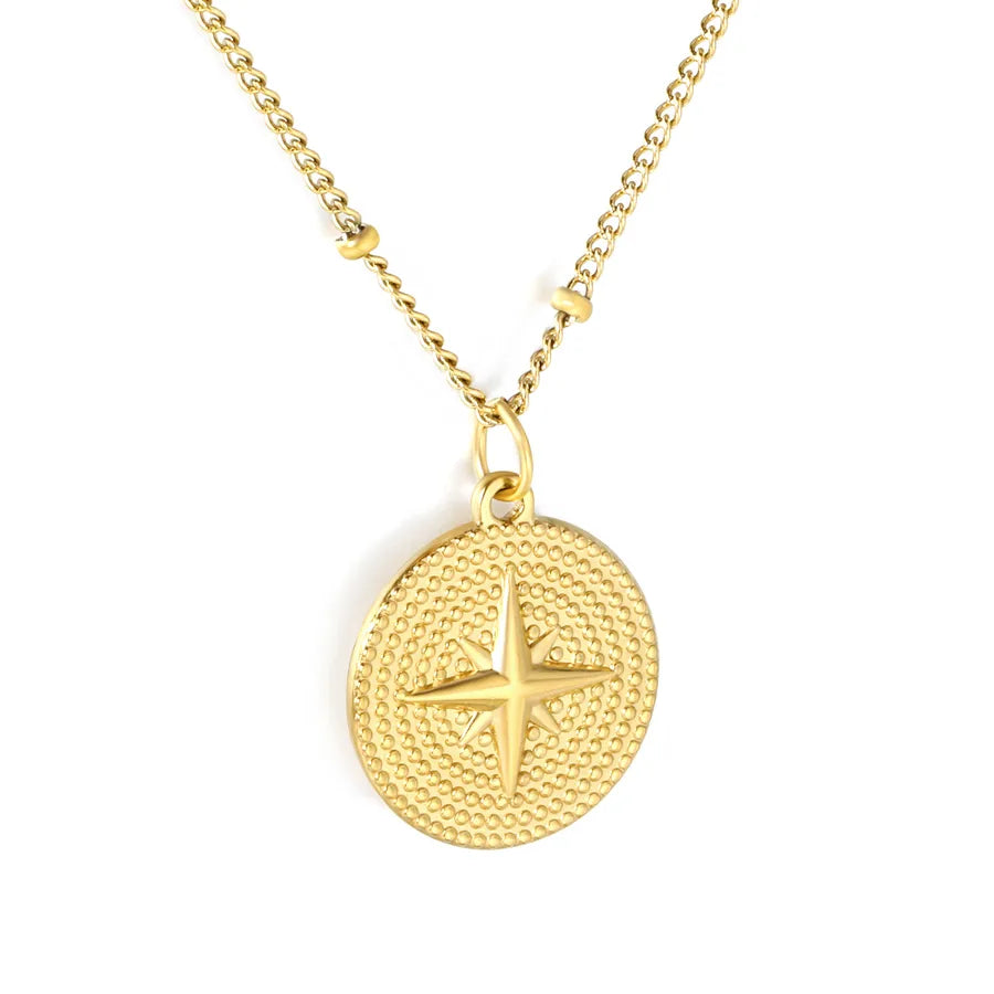 Stainless Steel Eight-Pointed Star Pendant Necklace